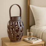 Bamboo Woven Lantern With Handle( 28x19x19 cm ) Brown
