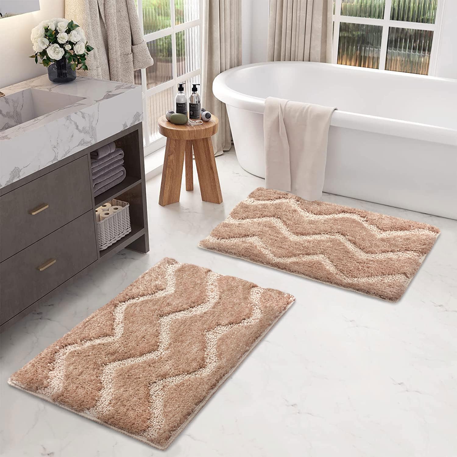 Scotland Maze Cut Bathmat Pack Of 2 (38x58 cm , Beige)