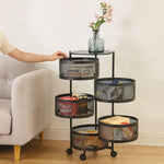 5-Tier Revolving Kitchen Trolley with Wheels (Black 32x32x90)