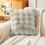 Rabbit Fur Bubble Cushion Cover (16x16 Inch Taupe )