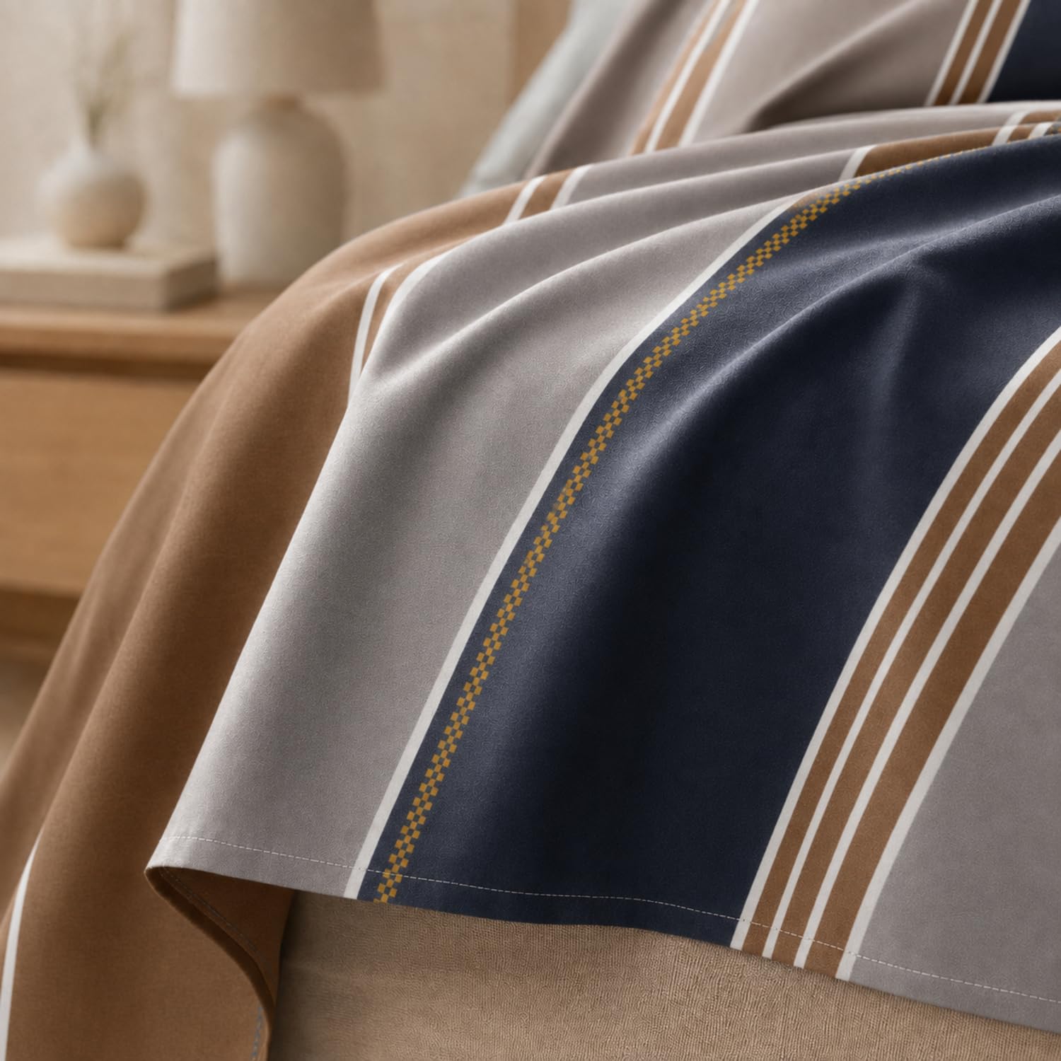 Double Bedsheet with 2 Pillow Covers 220 TC 100% Cotton Feel ( King Size Taupe 90x100inch )