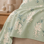 Double Bedsheet with 2 Pillow Covers 220 TC 100% Cotton Feel ( King Size Green & White 90x100inch )