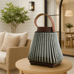 Bamboo Woven Lantern With Handle ( 22x18x18 cm ) Seige