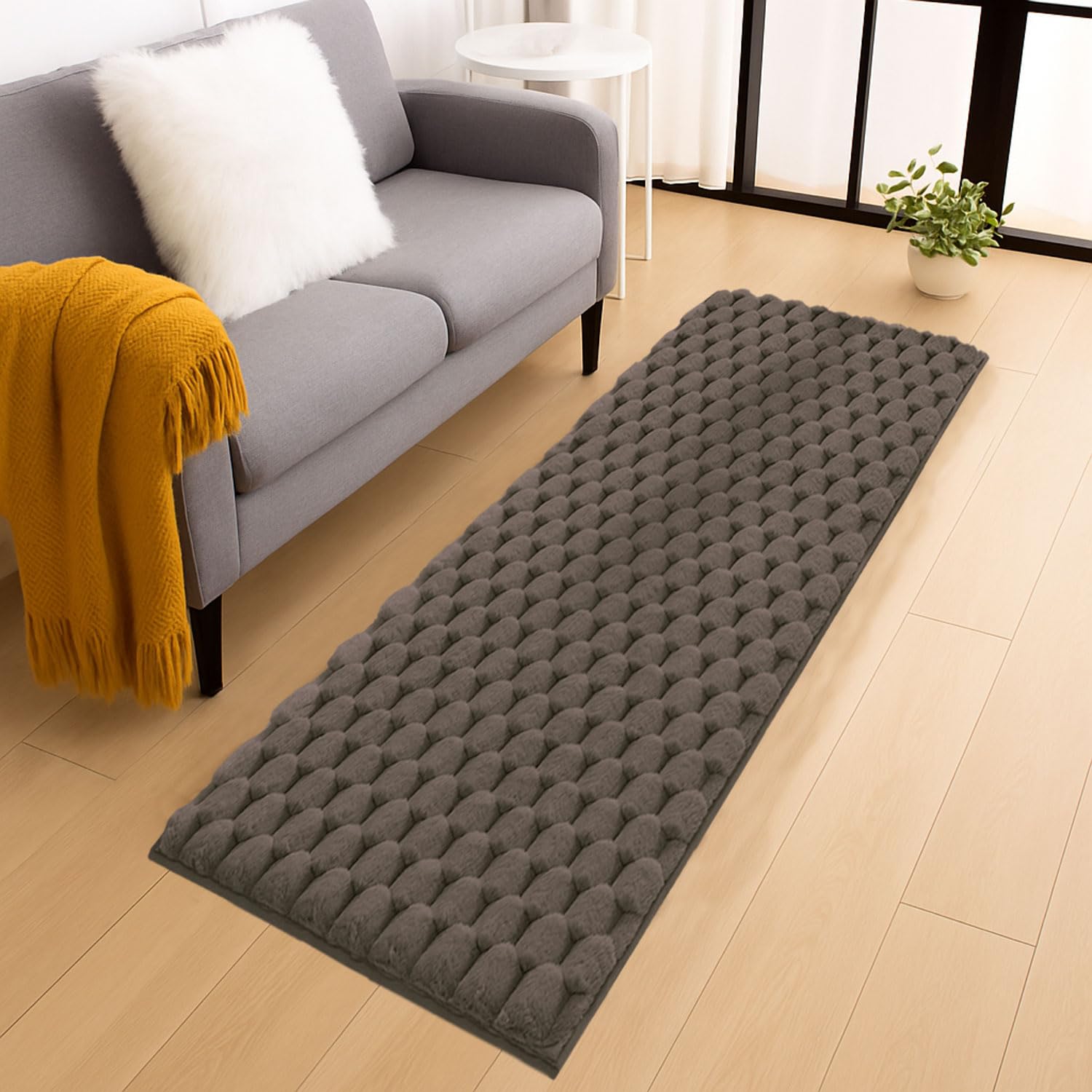 Turtle Rabbit Fur Floor Runner (2x5 Feet, Cocoa)