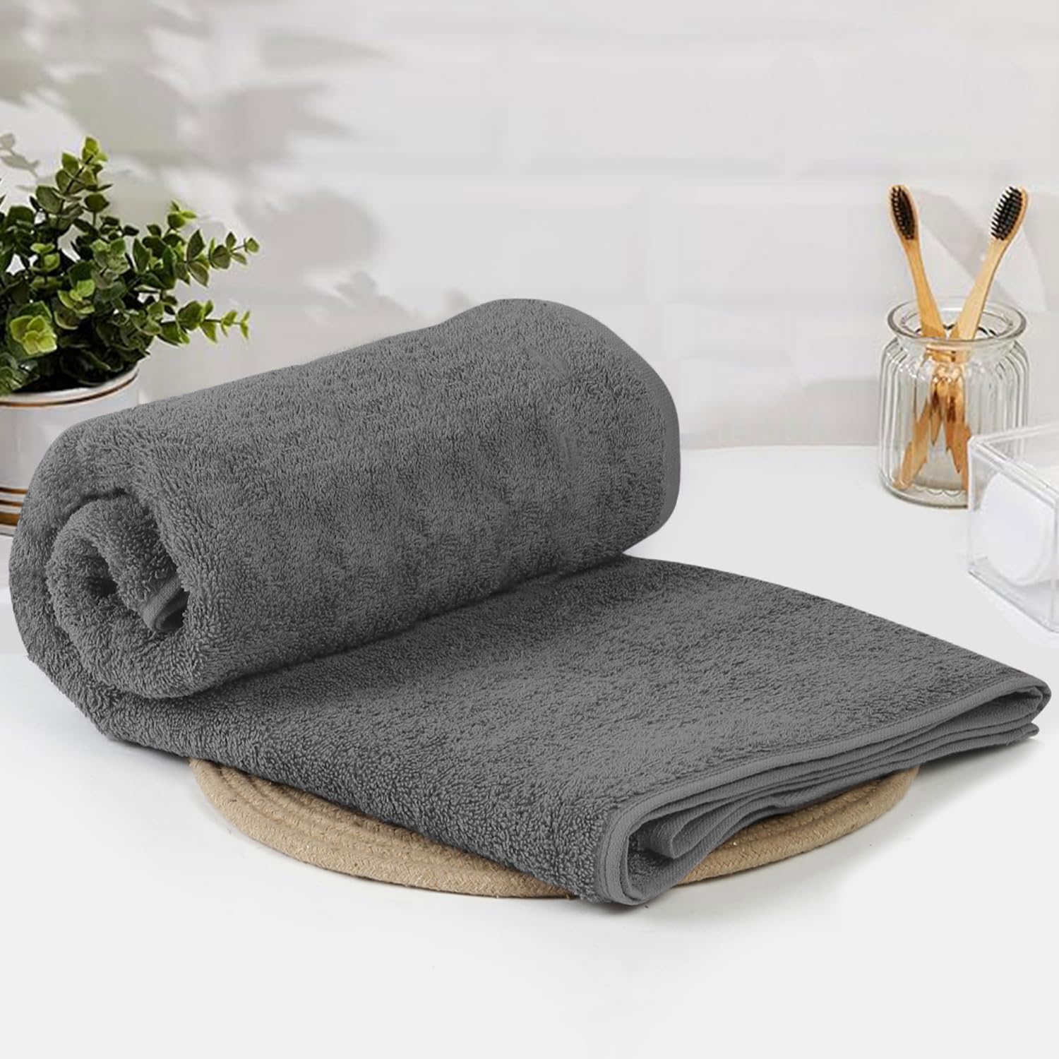 Bamboo Micro Bath Towel – 400 GSM ( 70x140 cm , Grey)