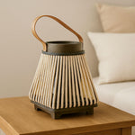 Bamboo Woven Lantern With Handle ( 21x16x16 cm ) Gold
