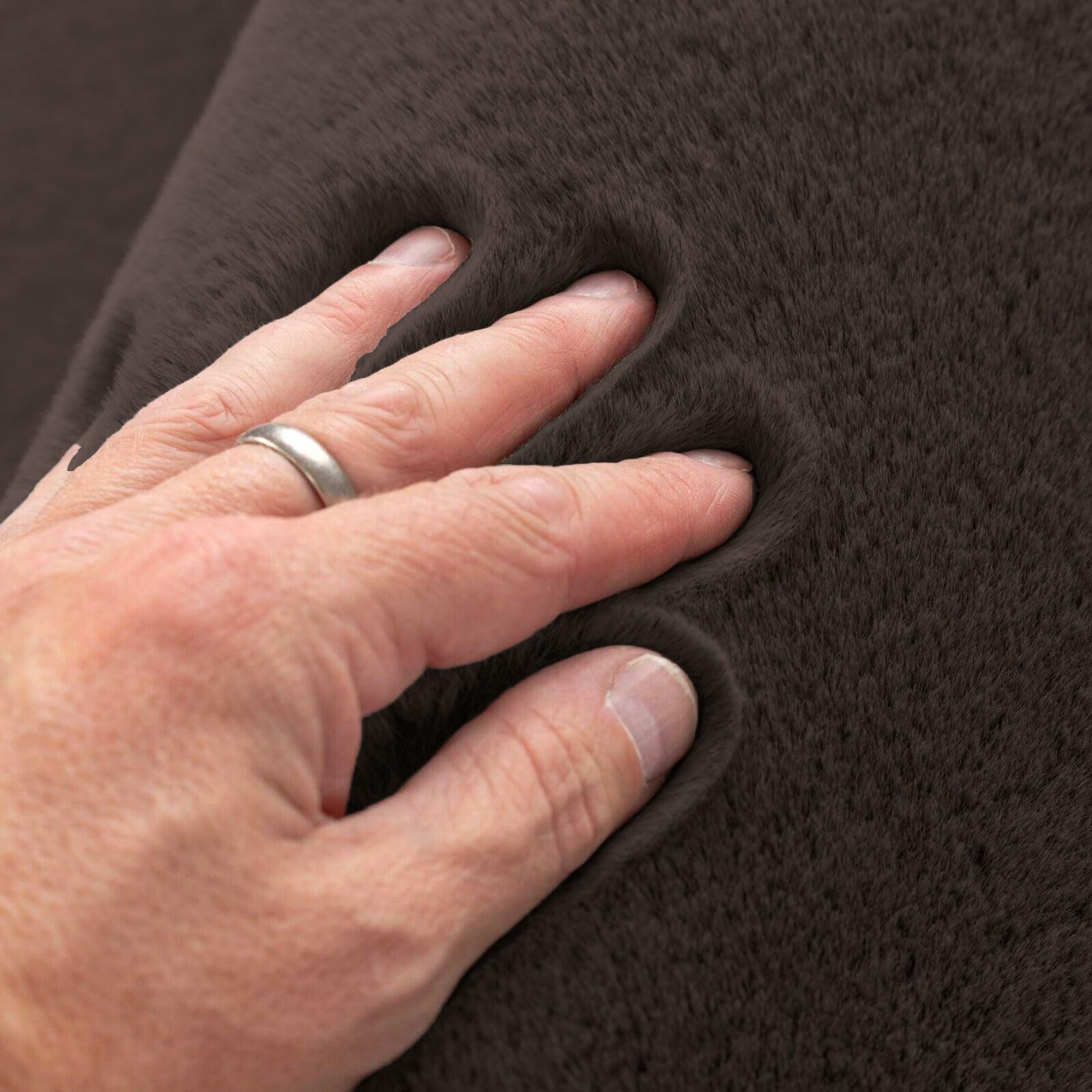Cushion Cover Duble Side Rabbit Fur Set of 2(16 x 16 inch ,Chocolate)