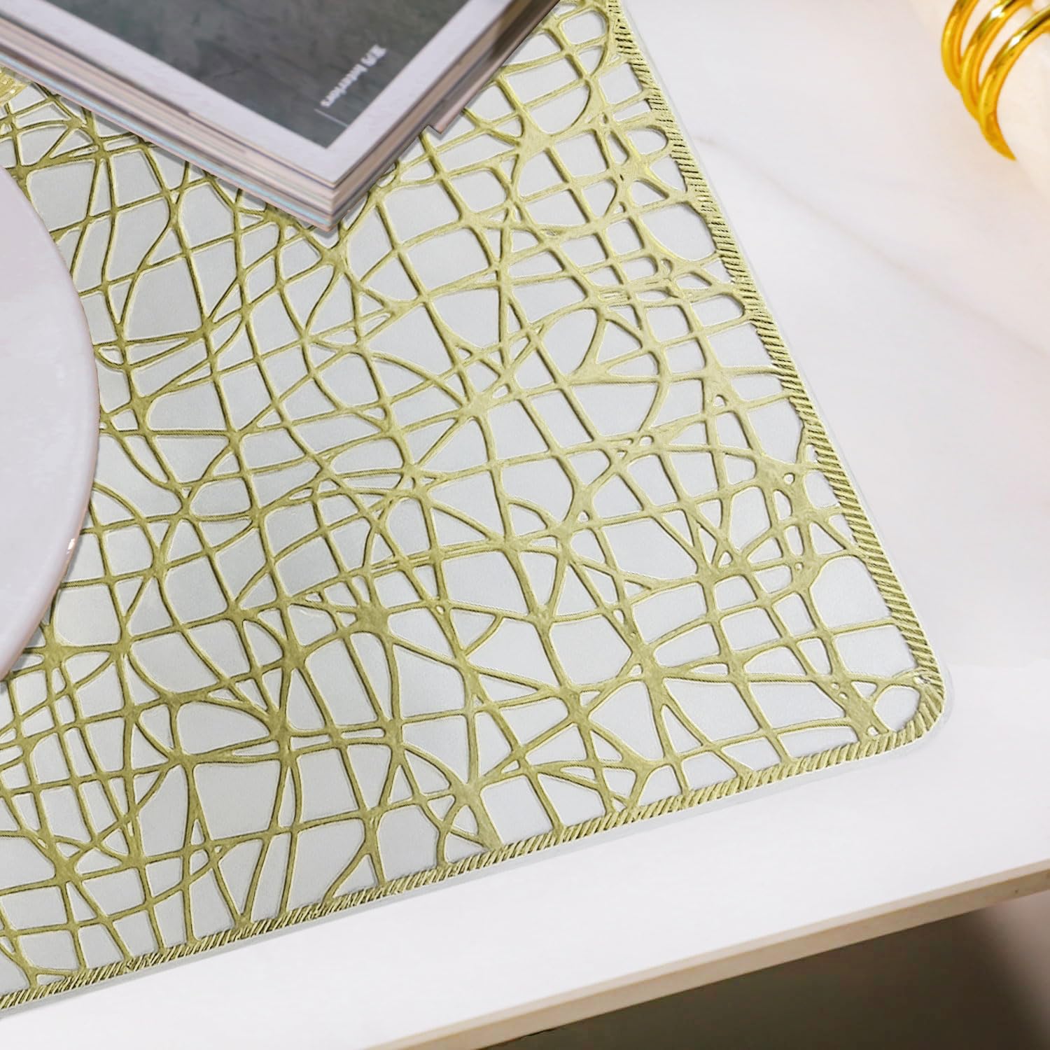 Web Design Placemat for Dining Table Set of 4(30x45 CM Gold)