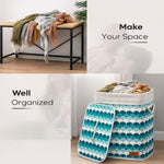 Rectangle Bamboo Laundry Basket (Blue, 40x30x50 cm)