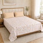 Double Bedsheet with 2 Pillow Covers 220 TC 100% Cotton Feel (King Size Pink 90x100 inch )