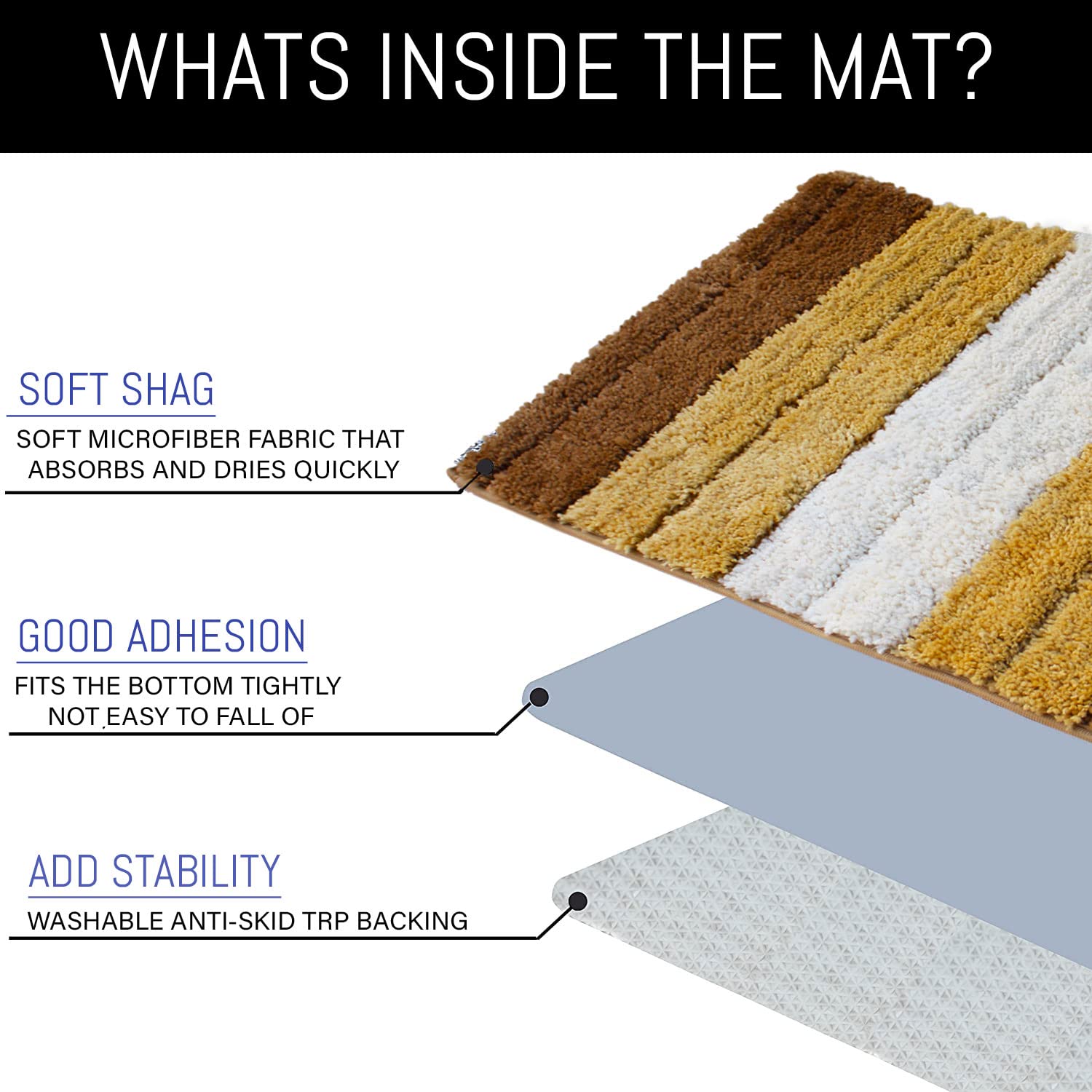 Luxury Bath Mat for Bathroom Pack of 2 (40X60 Cm Tabacco)