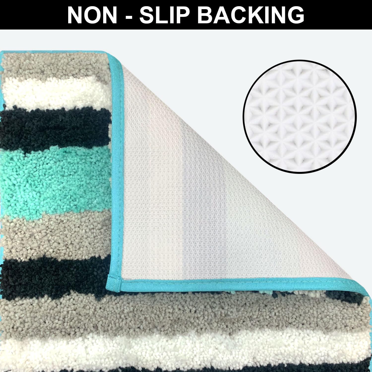 Italia Striped Bath Mat Super Soft (Aqua, 45x75 cm)