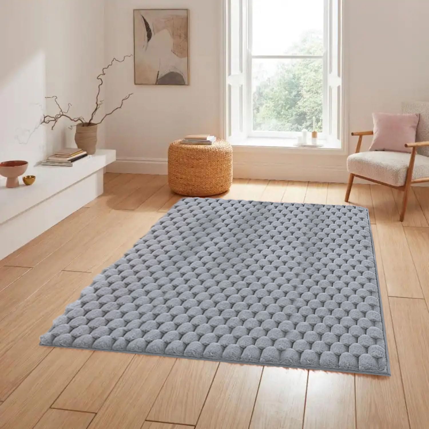 Turtle Rabbit Fur Carpet (4x6 Feet, Silver)
