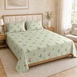 Double Bedsheet with 2 Pillow Covers Premium 240 TC 100% Cotton Feel King Size ( Grey 108x108 inch )