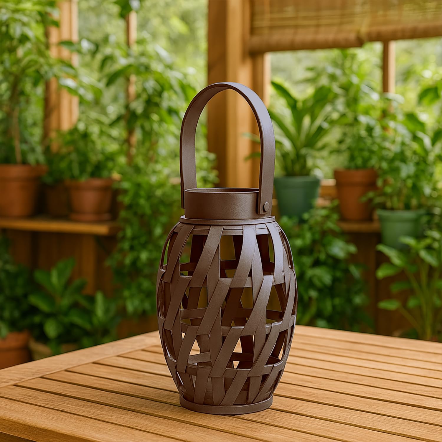 Bamboo Woven Lantern ( 24x16x16 cm ) Brown