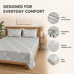 Queen Size Double Bedsheet With 2 Pillow Covers Classic Pattern 90x90 Inch