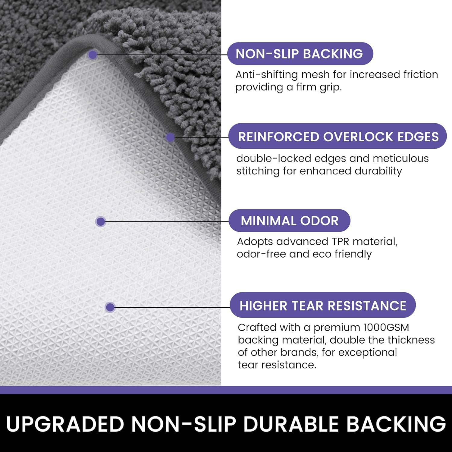 Microfibre Bath Mat For Home 40x60 cm Grey