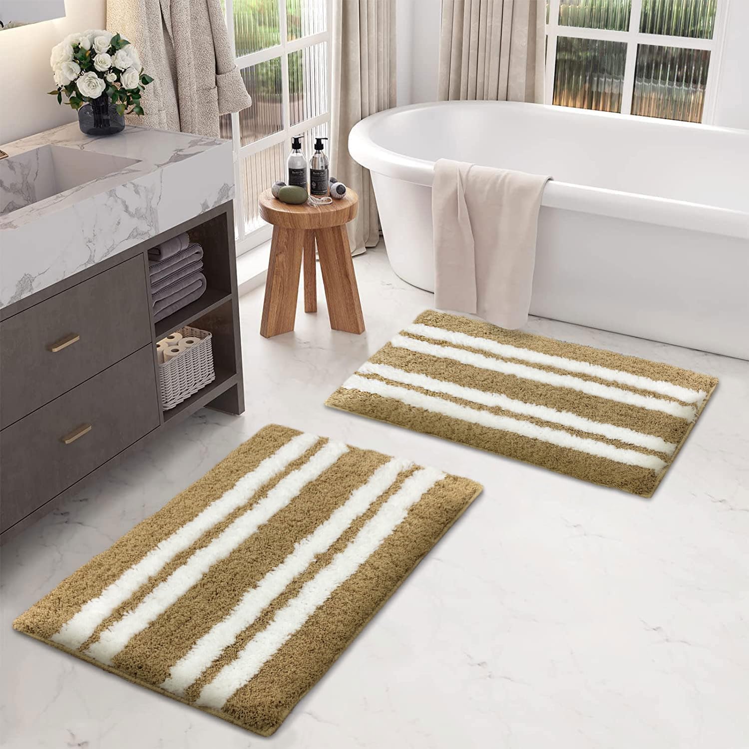 Florida Bath Mat 2200 GSM Pack of 2 (38x58 cm ,Anti Gold)