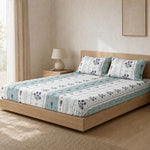 Double Bedsheet with 2 Pillow Covers 220 TC 100% Cotton Feel ( King Size Purple&Green 90x100inch )