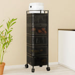 5-Tier Revolving Kitchen Trolley with Wheels (Black 29x29x95)