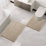 Microfibre Chenille Contour Bath Mat Set  Pack of 2 (Beige 40x60cm & 47x47cm)