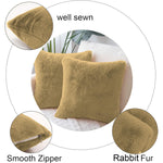 Cushion Cover Duble Side Rabbit Fur Set of 2(16 x 16 inch , Anti Gold)