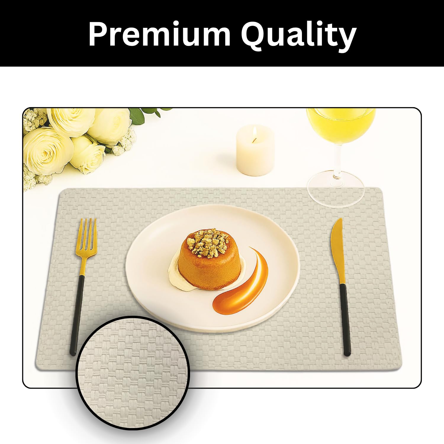 Dining Table Placemat Set of 2 (30x45 CM Cream )
