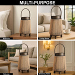 Bamboo Woven Lantern With Handle ( 23x15x15 cm ) Gold
