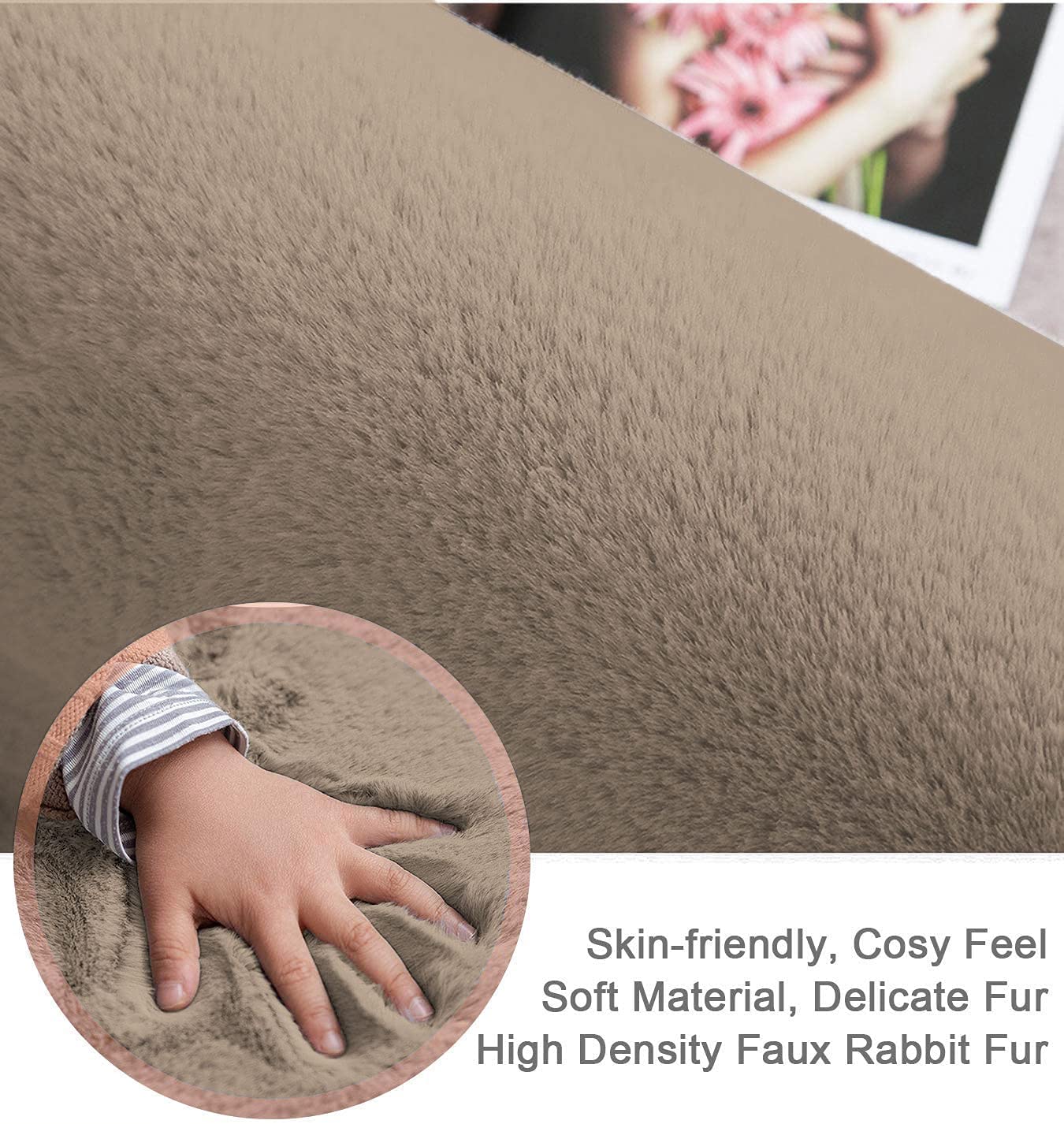 Rabbit Fur Super Soft Carpet (Taupe, 4x6 Feet)