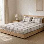 Double Bedsheet with 2 Pillow Covers 220 TC 100% Cotton Feel ( King Size Grey 90x100inch )