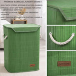 Rectangle Bamboo Laundry Basket for Clothes(Green, 40x30x50 cm)
