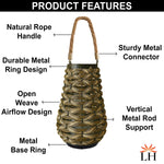 Bamboo Woven Lantern With Handle ( 32x20x20 cm ) Brown
