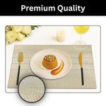 Zigzag Design Placemat for Dining Table Set of 4 (30x45 CM Gold)