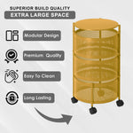 3-Tier Revolving Kitchen Trolley with Wheels (Gold 32x32x60)