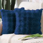 Rabbit Fur Bubble Cushion Cover - Pack of 2(Teal, 16x16 Inch)