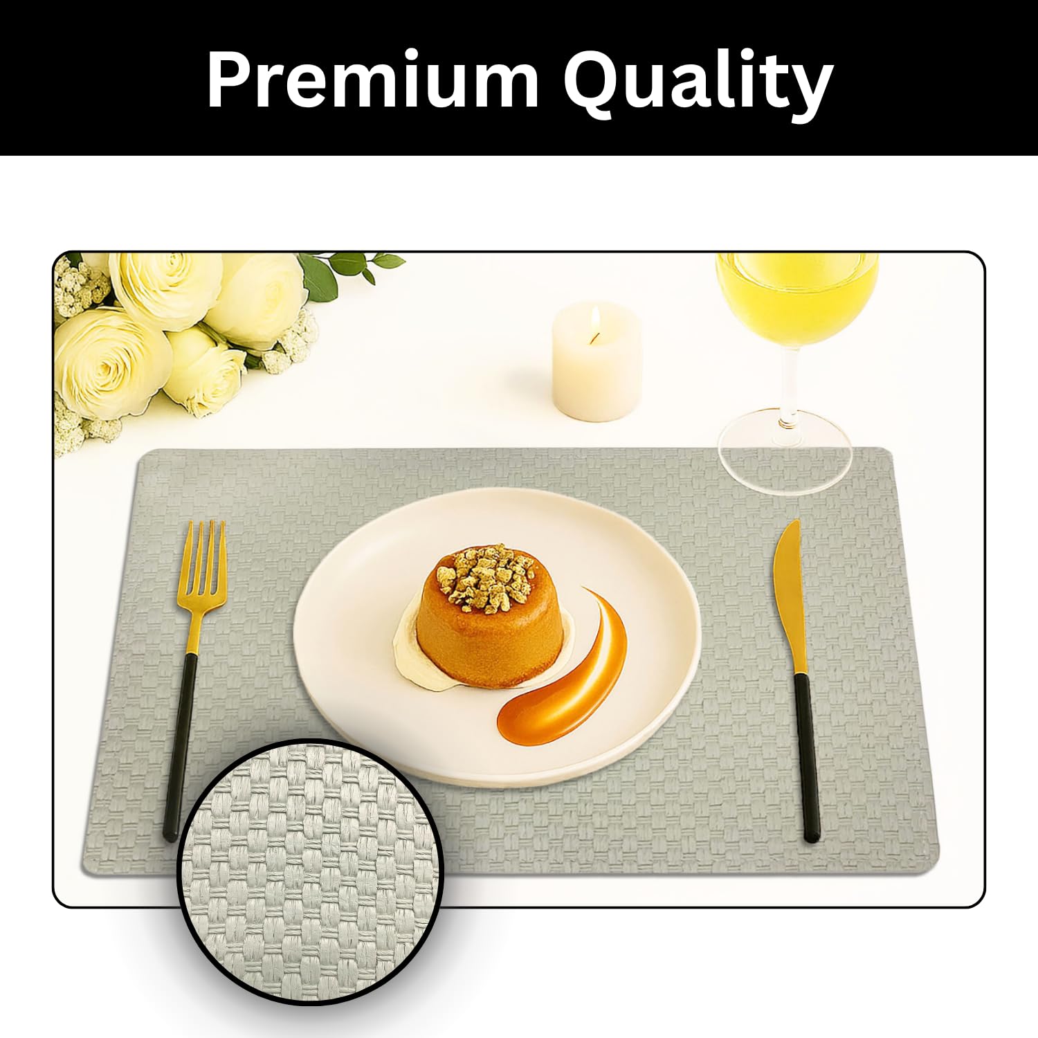 Placemat for Dining Table Set of 6(30x45 CM Grey)