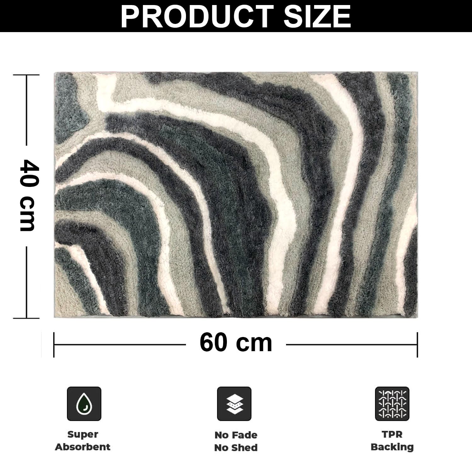Canada Bath Mat Multi Waves (40x60 cm, Silver)