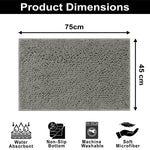 Shaggy Chenille Bath Mat Extra Soft  (45x75 cm Grey)