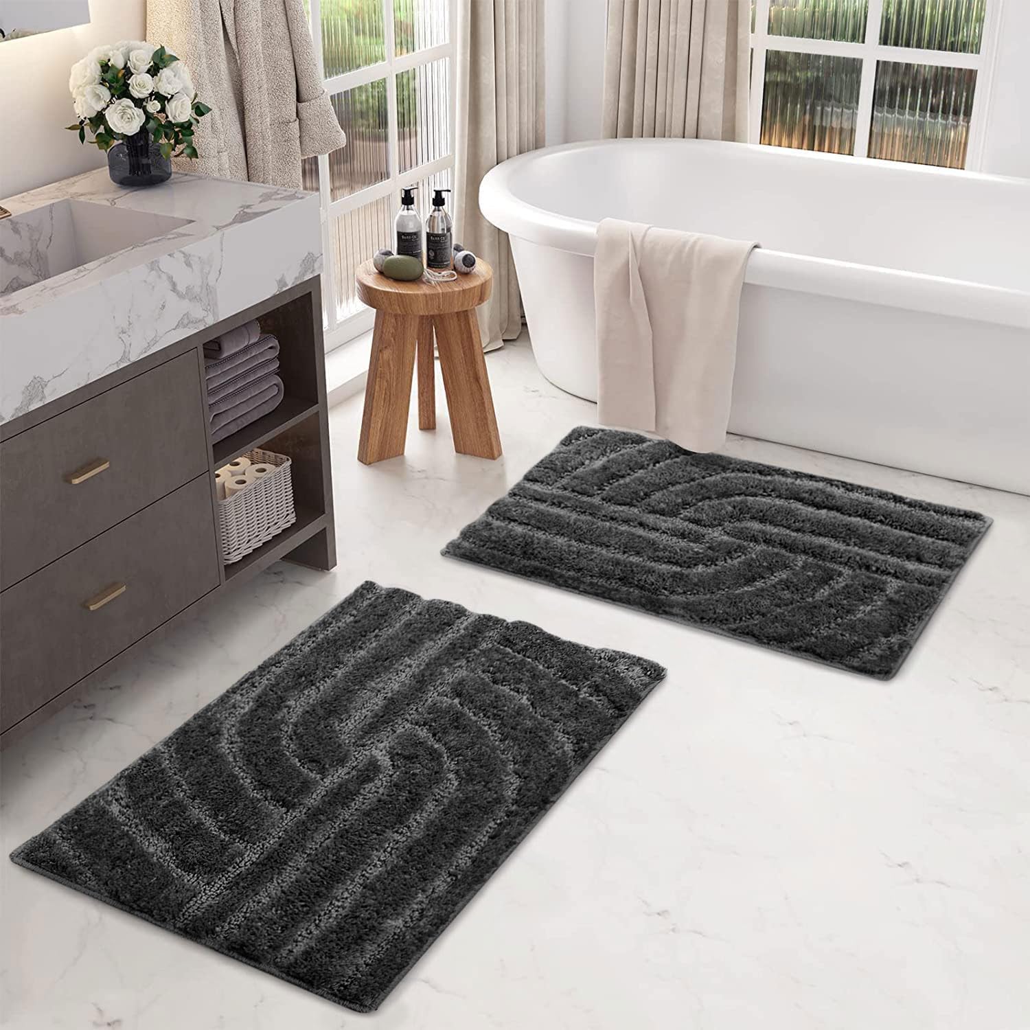 Scotland Maze Cut Bathmat Mat Pack Of 2 (38x58 cm , Silver)