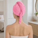 Microfibre Hair Towel Wrap for Women and Men ( 23x63.5 cm, Pink )