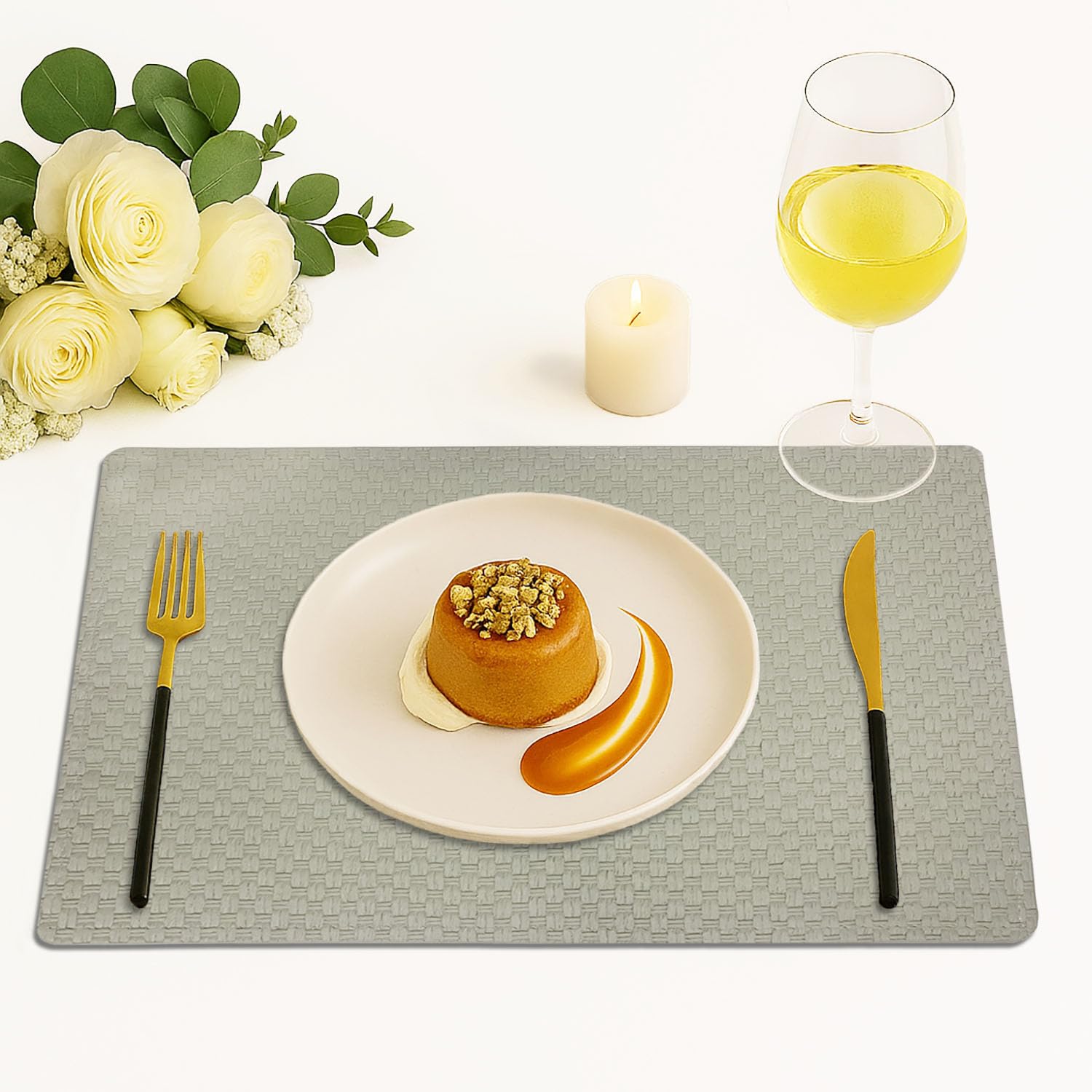 Placemat for Dining Table Set of 6(30x45 CM Grey)