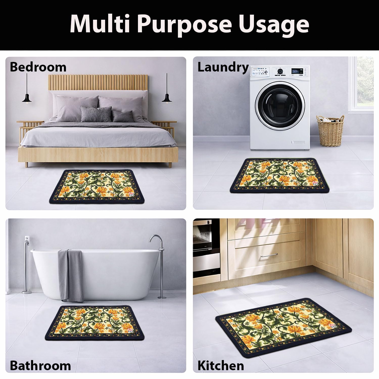Kitchen Mat Combo  (116x36 & 58x36 cm,Yellow)