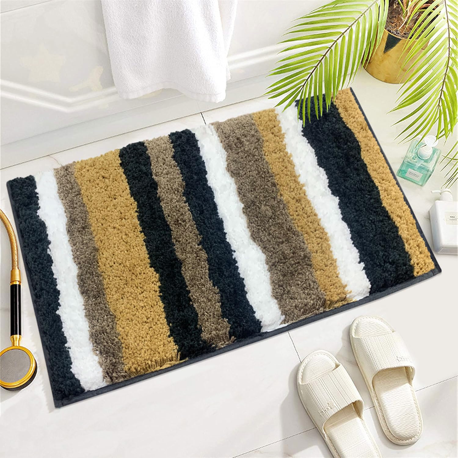 Italia Striped Bath Mat Super Soft (Anthra, 45x75 cm)