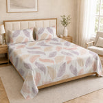 Double Bedsheet with 2 Pillow Covers Premium 240 TC 100% Cotton Feel (King Size Multicolor 108x108 inch )