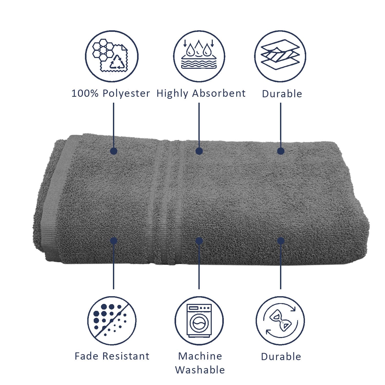 Bamboo Micro Bath Towel – 400 GSM Set pf 2( 70x140 cm , Grey)