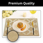 Luxe Home International PVC Vinyl Curves Design Placemat ST10000TH – Heat Resistant, Wipe Clean, Anti-Skid Table Mats for Dining Table, Kitchen & Home Decor (30x45 CM Gold Set of 6)