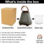 Bamboo Woven Lantern With Handle ( 22x18x18 cm ) Seige