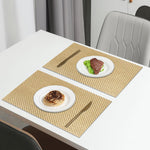 Weave Design Placemat for Dining Table Set of 2(30x45 CM Golden)