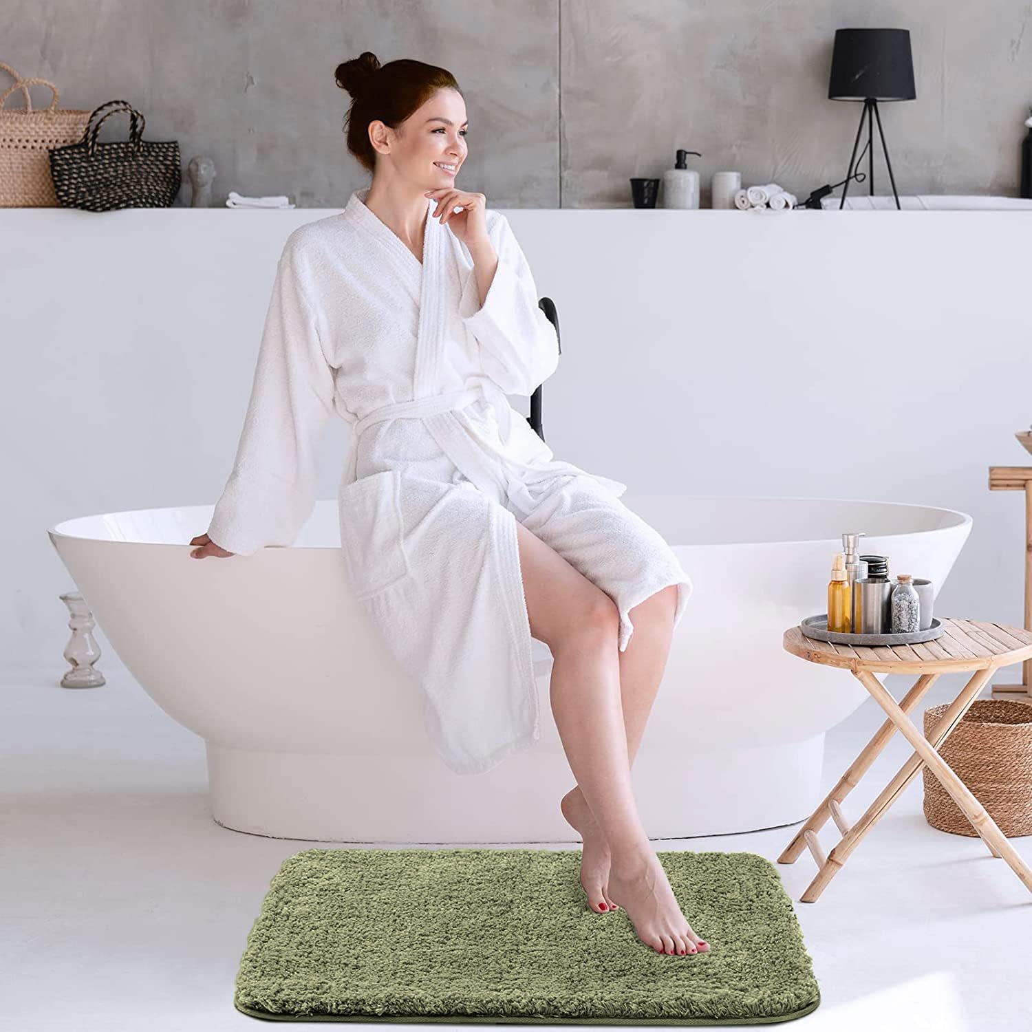 Vegas Microfiber Mats For Bathroom (45X75 Cm, Green)
