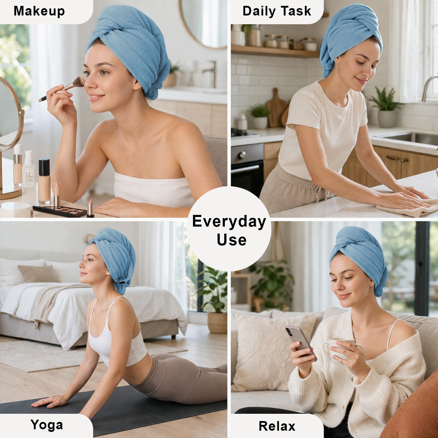 Microfibre Hair Towel Wrap for Women and Men ( 23x63.5 cm, Blue)